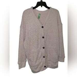 NWOT Honeydew Baby Pink Plush Button-Up Cardigan SZ M